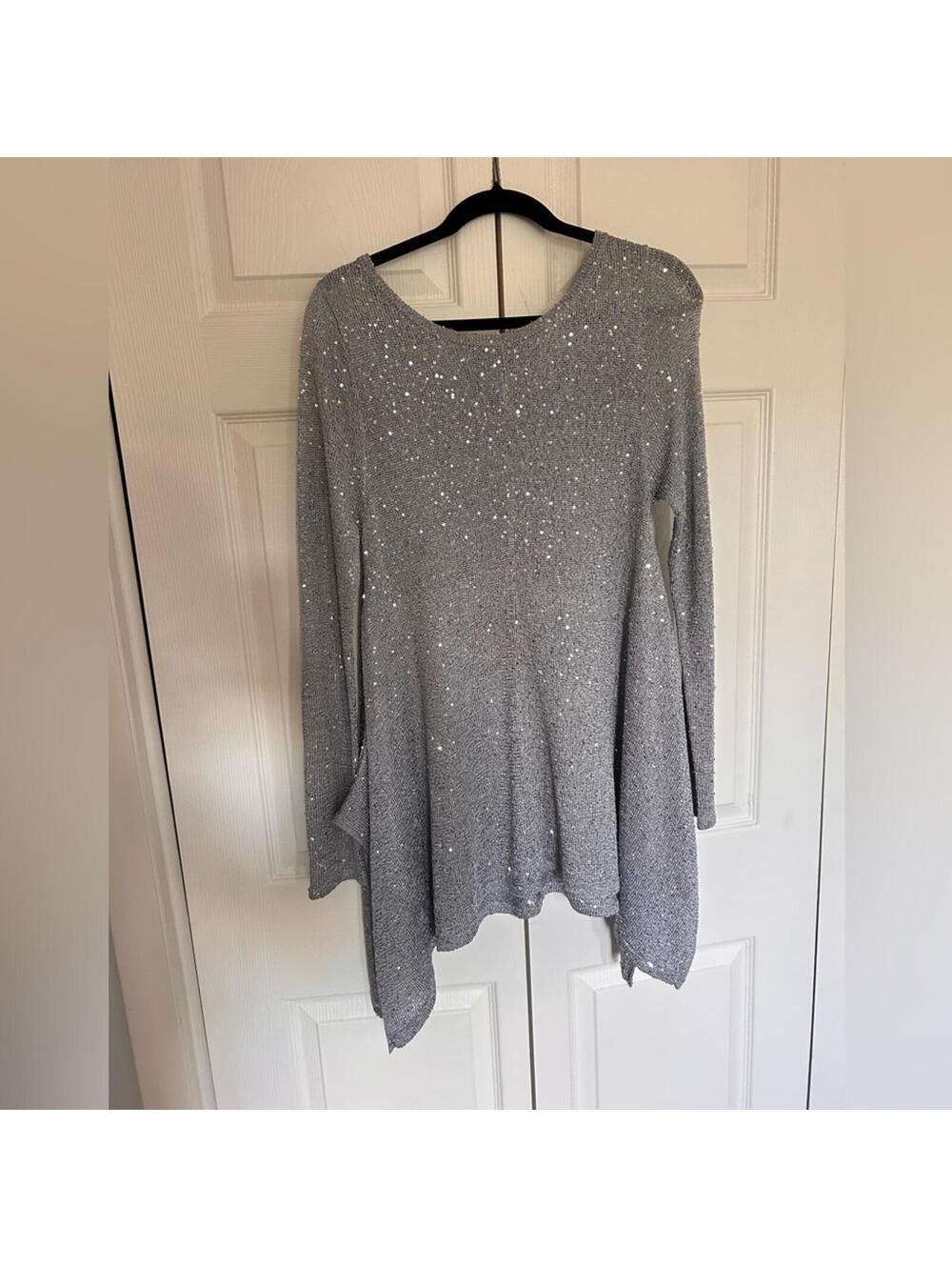 Sequin Silver Long Sleeve Dress